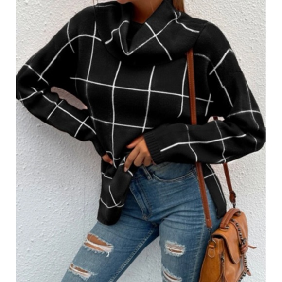 Boho Cozy Stripes Turtleneck Knit Sweater Top - Picture 4 of 6